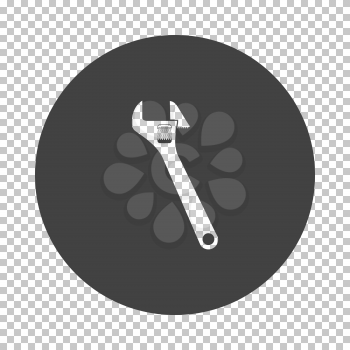 Adjustable wrench  icon. Subtract stencil design on tranparency grid. Vector illustration.