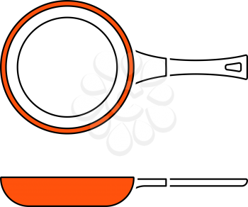 Kitchen Pan Icon. Thin Line With Orange Fill Design. Vector Illustration.