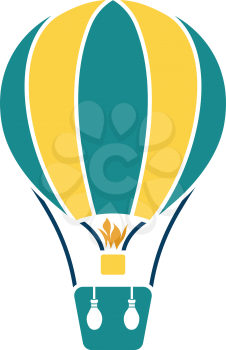 Hot air balloon icon. Stencil in blue and yellow tone. Vector illustration.
