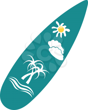 Surfboard icon. Stencil in blue and yellow tone. Vector illustration.