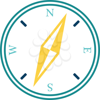 Compass icon. Stencil in blue and yellow tone. Vector illustration.