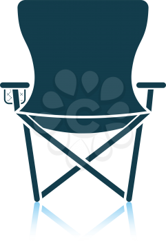 Icon of Fishing folding chair. Shadow reflection design. Vector illustration.