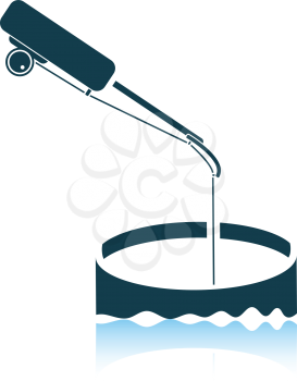 Icon of Fishing winter tackle . Shadow reflection design. Vector illustration.