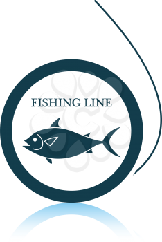 Icon of fishing line. Shadow reflection design. Vector illustration.
