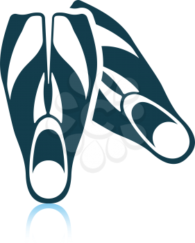 Icon of swimming flippers . Shadow reflection design. Vector illustration.