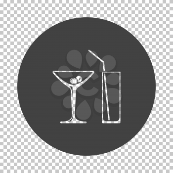 Coctail glasses icon. Subtract stencil design on tranparency grid. Vector illustration.