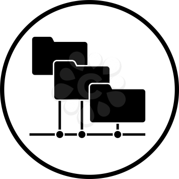 Folder Network Icon. Thin Circle Stencil Design. Vector Illustration.