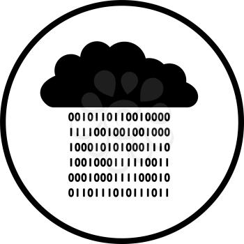 Cloud Data Stream Icon. Thin Circle Stencil Design. Vector Illustration.