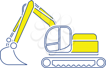 Icon of construction bulldozer. Thin line design. Vector illustration.