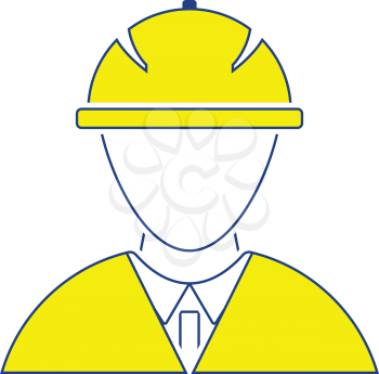 Icon of construction worker head in helmet. Thin line design. Vector illustration.