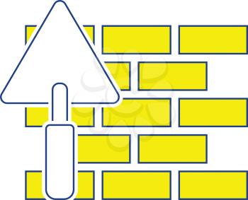 Icon of brick wall with trowel. Thin line design. Vector illustration.