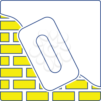 Icon of plastered brick wall . Thin line design. Vector illustration.