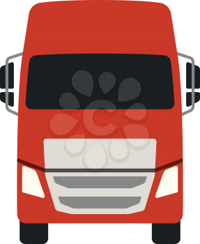 Truck icon front view. Flat color design. Vector illustration.