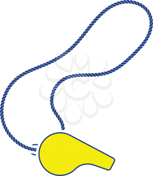 Icon of whistle on lace. Thin line design. Vector illustration.