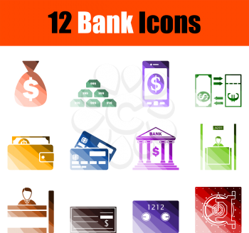 Set of Bank Icons. Color Ladder Design. Vector Illustration.