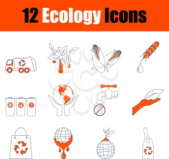 Ecology Icon Set. Thin Line With Orange Design. Fully editable vector illustration. Text expanded.