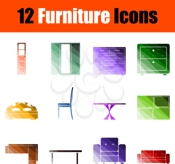 Furniture Icon Set. Flat Color Ladder Design. Vector Illustration.