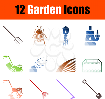 Set of Gardening Icons. Color Ladder Design. Vector Illustration.