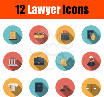 Lawyer Icon Set. Flat Design With Long Shadow. Vector illustration.