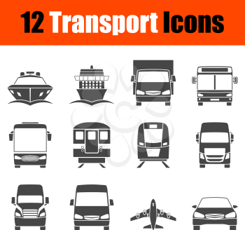 Transportation Icon Set in Front View. Simple Stencil  Design. Vector illustration.