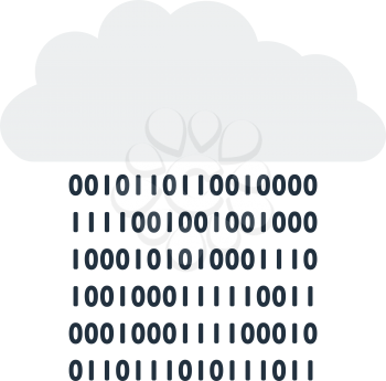 Cloud Data Stream Icon. Rain From Binary Code. Flat color design. Data series. Vector illustration.