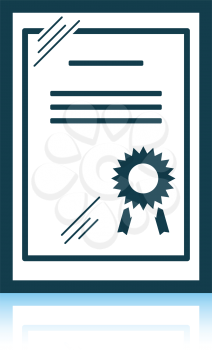 Certificate under glass icon. Shadow reflection design. Vector illustration.