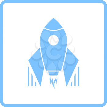 Startup Rocket Icon. Blue Frame Design. Vector Illustration.