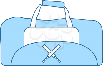 Cricket Bag Icon. Thin Line With Blue Fill Design. Vector Illustration.