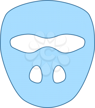 Cricket Helmet Icon. Thin Line With Blue Fill Design. Vector Illustration.