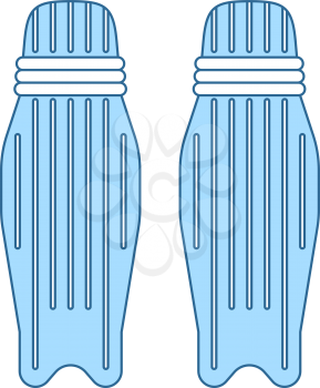 Cricket Leg Protection Icon. Thin Line With Blue Fill Design. Vector Illustration.