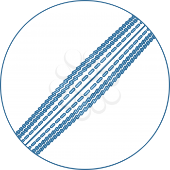Cricket Ball Icon. Thin Line With Blue Fill Design. Vector Illustration.