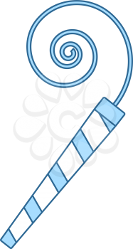Party Whistle Icon. Thin Line With Blue Fill Design. Vector Illustration.