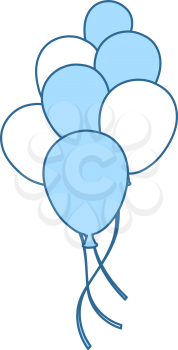 Party Balloons And Stars Icon. Thin Line With Blue Fill Design. Vector Illustration.