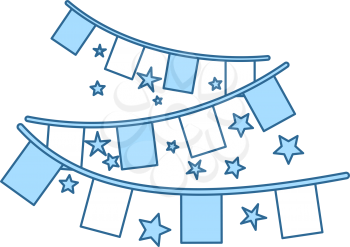 Party Garland Icon. Thin Line With Blue Fill Design. Vector Illustration.