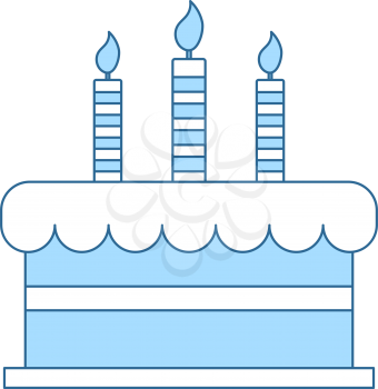 Party Cake Icon. Thin Line With Blue Fill Design. Vector Illustration.