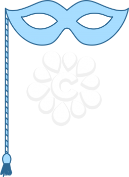 Party Carnival Mask Icon. Thin Line With Blue Fill Design. Vector Illustration.