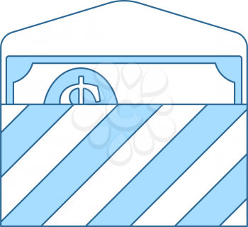 Birthday Gift Envelop Icon With Money. Thin Line With Blue Fill Design. Vector Illustration.