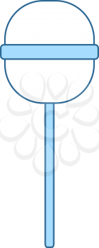 Stick Candy Icon. Thin Line With Blue Fill Design. Vector Illustration.