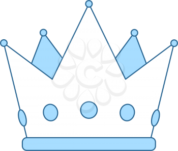 Party Crown Icon. Thin Line With Blue Fill Design. Vector Illustration.
