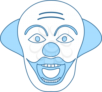 Party Clown Face Icon. Thin Line With Blue Fill Design. Vector Illustration.