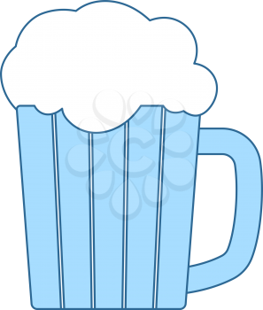 Mug Of Beer Icon. Thin Line With Blue Fill Design. Vector Illustration.