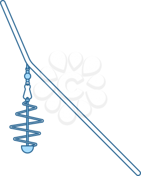 Icon Of Fishing Feeder Net. Thin Line With Blue Fill Design. Vector Illustration.