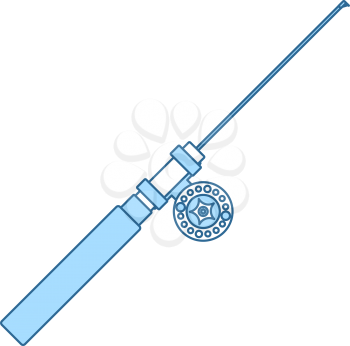Icon Of Fishing Winter Tackle. Thin Line With Blue Fill Design. Vector Illustration.
