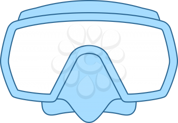 Icon Of Scuba Mask. Thin Line With Blue Fill Design. Vector Illustration.