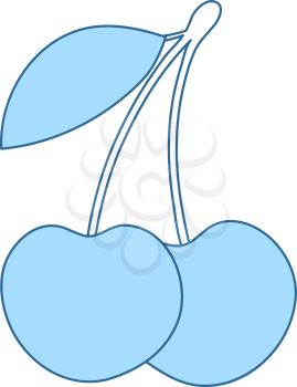 Icon Of Cherry In Ui Colors. Thin Line With Blue Fill Design. Vector Illustration.