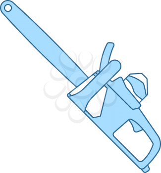 Chain Saw Icon. Thin Line With Blue Fill Design. Vector Illustration.
