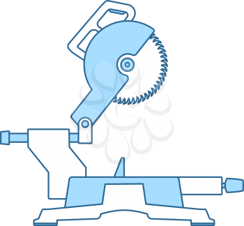 Circular End Saw Icon. Thin Line With Blue Fill Design. Vector Illustration.