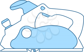 Electric Planer Icon. Thin Line With Blue Fill Design. Vector Illustration.