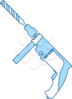 Electric Perforator Icon. Thin Line With Blue Fill Design. Vector Illustration.