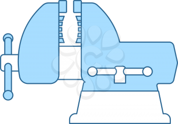 Vise Icon. Thin Line With Blue Fill Design. Vector Illustration.